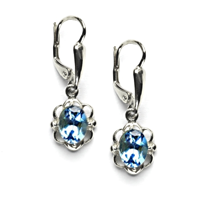 Zlaté náušnice, přírodní topaz swiss, bílé zlato, NK 1140/20