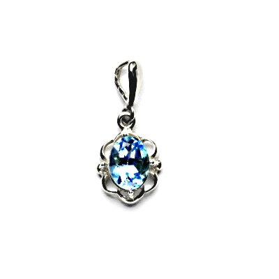 Zlatý přívěsek, přírodní topaz swiss, bílé zlato, P 1140/22