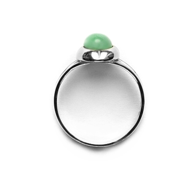 Zlatý prsten, bílé zlato, přírodní avanturin, T 1374