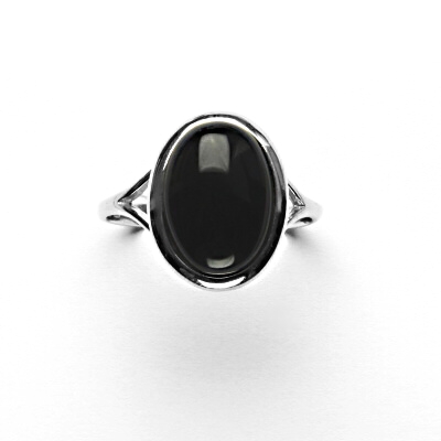 Zlatý prsten onyx , přírodní černý achát, bílé zlato, T 1454
