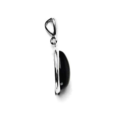 Zlatý přívěsek onyx , přírodní černý achát, bílé zlato, P 1454/22