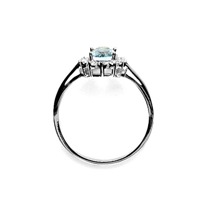 Zlatý prsten s diamanty, přírodní topaz swiss, bílé zlato, VR 247