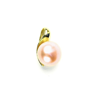 Zlatý přívěsek, přírodní růžová perla 8 mm, žluté zlato, P 1104