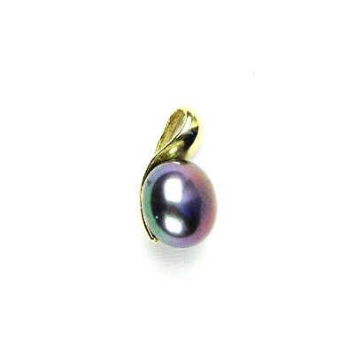 Zlatý přívěsek, přírodní černá perla 7 mm, žluté zlato, P 1104