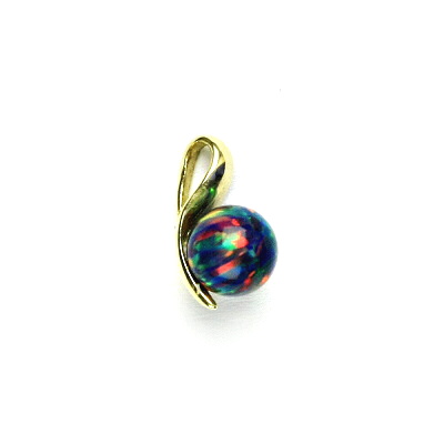 Zlatý přívěsek, syntetický černý opál 6 mm, žluté zlato, P 1104