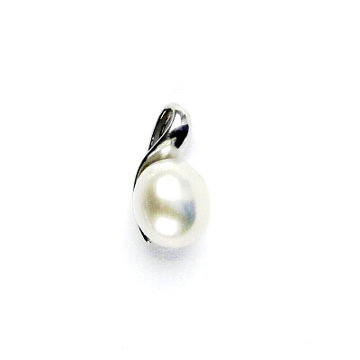 Zlatý přívěsek, přírodní bílá perla 7 mm, bílé zlato, P 1104