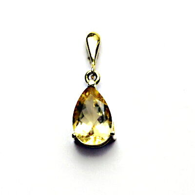 Zlatý přívěsek, přírodní citrín slza 12x8 mm, žluté i bílé zlato, P 1360