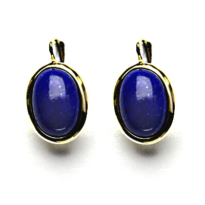 Zlaté náušnice, přírodní lapis lazuli, žluté zlato, NK 1454