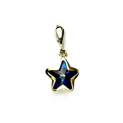 Zlatý přívěsek, Swarovski bermuda blue, žluté zlato, P 1325