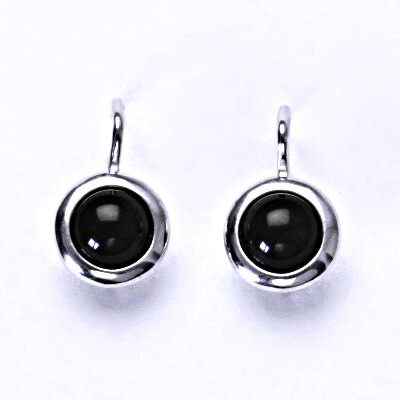 Zlaté náušnice,přírodní kámen Onyx 6 mm, NK 1471 bílé/žluté zlato