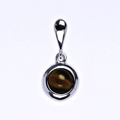 Zlatý přívěsek, bílé/žluté zlato, přírodní kámen Tygří oko 6 mm , P 1471