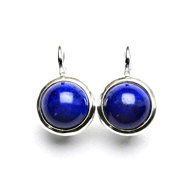 Zlaté náušnice bílé i žluté zlato , přírodní Lapis lazuli 8 mm - NK 1503
