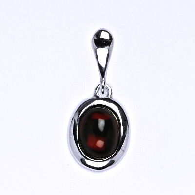 Zlatý přívěsek, přírodní Granát 8x6 mm , bílé i žluté zlato, P 1355/22
