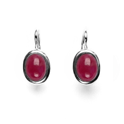 Zlaté náušnice, přírodní Rubín AA+ 8x6 mm , bílé i žluté zlato, NK 1355