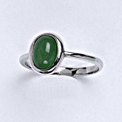 Zlatý prsten, přírodní Avanturin 8x6 mm , bílé i žluté zlato, T 1355