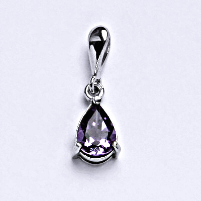 Zlatý přívěsek, bílé i žluté zlato, přírodní Ametyst 8x6 mm - P 1361/22