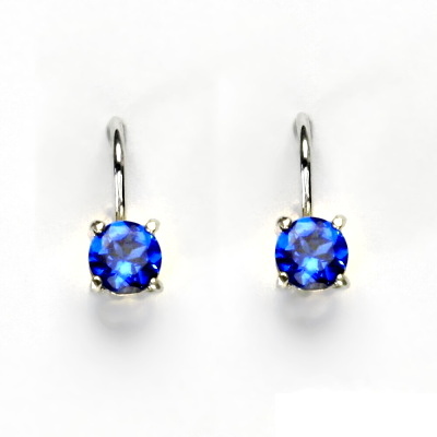 Zlaté náušnice, zirkon spinel 5 mm , bílé zlato - NK 1251