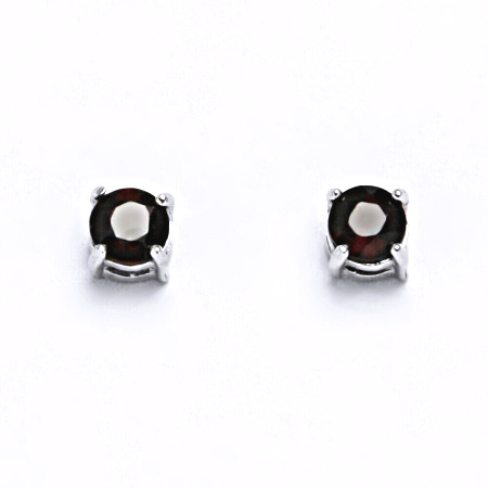 Zlaté náušnice, přírodní Granát 5 mm, bílé zlato - NŠ 1251