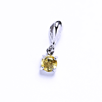 Zlatý přívěsek , přírodní Citrin 5 mm, bílé i žluté zlato - P 1251