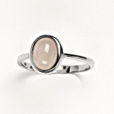 Zlatý prsten, přírodní Růženín 7x5 mm , bílé i žluté zlato T 1354