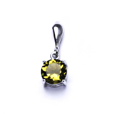 Zlatý přívěsek, bílé i žluté zlato, přírodní olivín 8 mm - P 1357
