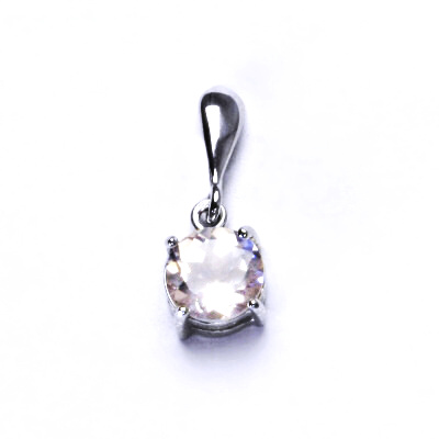 Zlatý přívěsek, bílé i žluté zlato, přírodní růženín 8 mm - P 1357