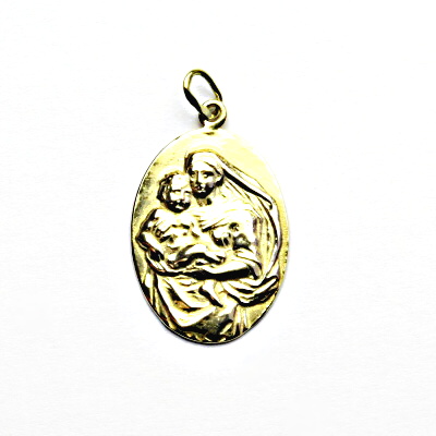 Zlatý přívěsek, medailonek, madonka, žluté zlato, P 454