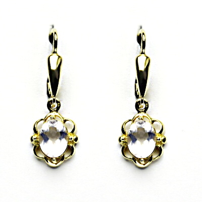 Zlaté náušnice, přírodní růženín, žluté zlato, NK 1140/20