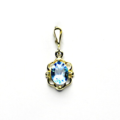 Zlatý přívěsek, přírodní topaz swiss, žluté zlato, P 1140/22