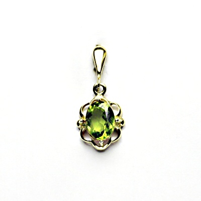 Zlatý přívěsek, přírodní olivín, žluté zlato, P 1140/22