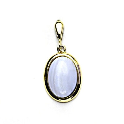 Zlatý přívěsek, přírodní chalcedon, žluté zlato, P 1454/22