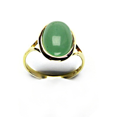 Zlatý prsten, přírodní avanturin, žluté zlato, T 1454 m