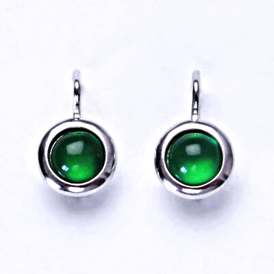Zlaté náušnice,přírodní kámen Green agate 6 mm, NK 1471 bílé/žluté zlato