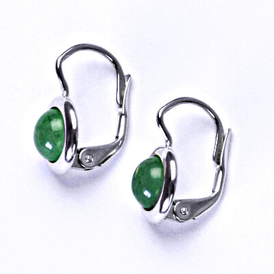 Zlaté náušnice, přírodní kámen Avanturin 6 mm, NK 1471 bílé/žluté zlato