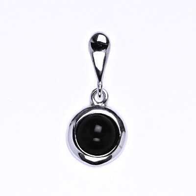 Zlatý přívěsek, bílé/žluté zlato, přírodní kámen Onyx 6 mm , P 1471