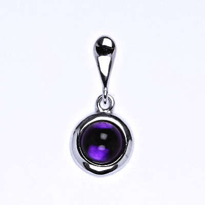Zlatý přívěsek, bílé/žluté zlato, přírodní kámen Ametyst 6 mm , P 1471