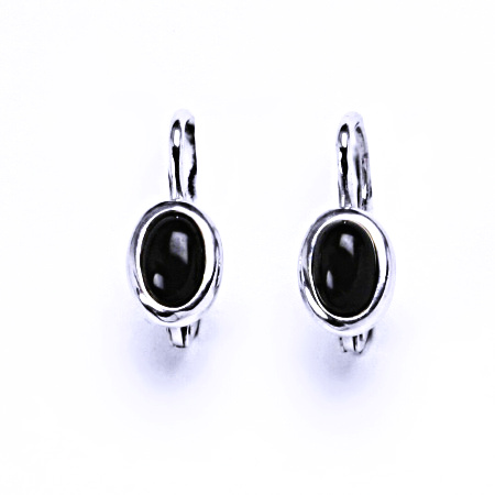 Zlaté náušnice, bílé i žluté zlato, přírodní Onyx 6x4 mm , NK 1353