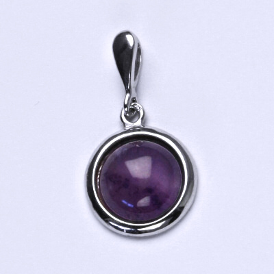 Zlatý přívěsek, přírodní kámen Ametyst 10 mm, bílé i žluté zlato, P 1452/22