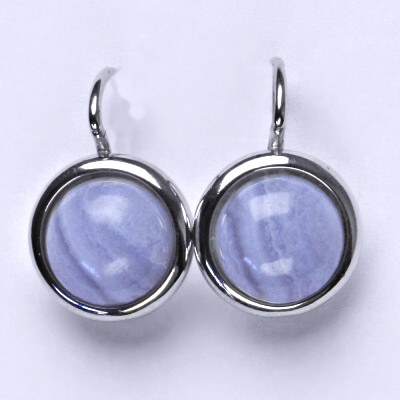 Zlaté náušnice, přírodní Chalcedon 10 mm , bílé i žluté zlato, NK 1452