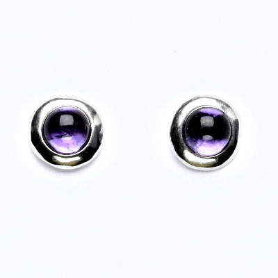 Zlaté náušnice, bílé i žluté zlato , přírodní Ametyst 5 mm - NŠ 1470