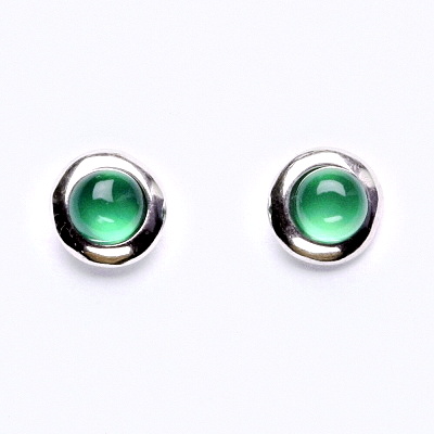 Zlaté náušnice, bílé i žluté zlato , přírodní Green agate 5 mm - NŠ 1470