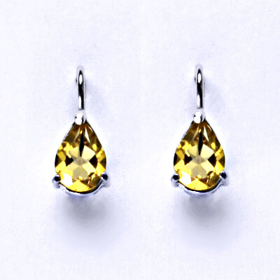 Zlaté náušnice, bílé i žluté zlato, přírodní Citrin 8x6 mm - NK 1361