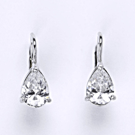 Zlaté náušnice, bílé i žluté zlato, zirkon čirý 8x6 mm - NK 1361