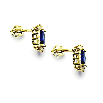 Zlaté náušnice Kate, syntetický spinel, čiré zirkony, žluté zlato, NŠ 1480