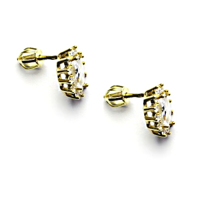  Zlaté náušnice Kate, čiré zirkony, žluté zlato, NŠ 1480