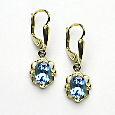 Zlaté náušnice, přírodní topaz swiss, žluté zlato, NK 1140/20