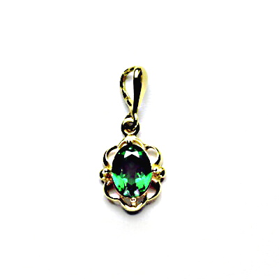 Zlatý přívěsek, zirkon emerald, žluté zlato, P 1140/22