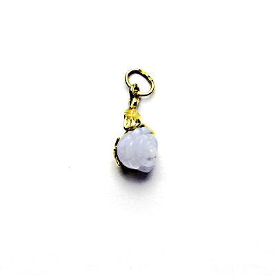 Zlatý přívěsek, přírodní chalcedon-růžička, žluté zlato, P 1359