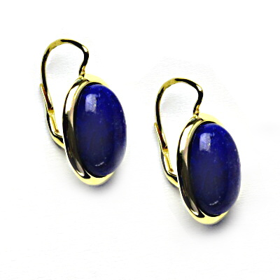 Zlaté náušnice, přírodní lapis lazuli, žluté zlato, NK 1454