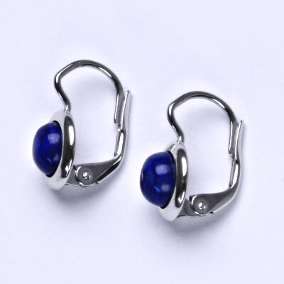Zlaté náušnice,přírodní kámen Lapis lazuli 6 mm, NK 1471 bílé/žluté zlato